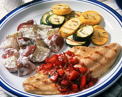 Phot Grilled catfish with strawberry salsa.